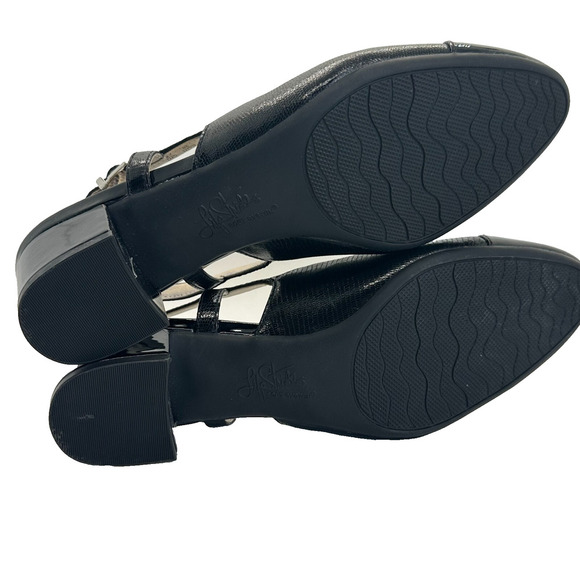Womens LifeStrides Becoming Slingback‎ pump shoes Black Sz 8W Strap Wedge Party - Picture 7 of 9